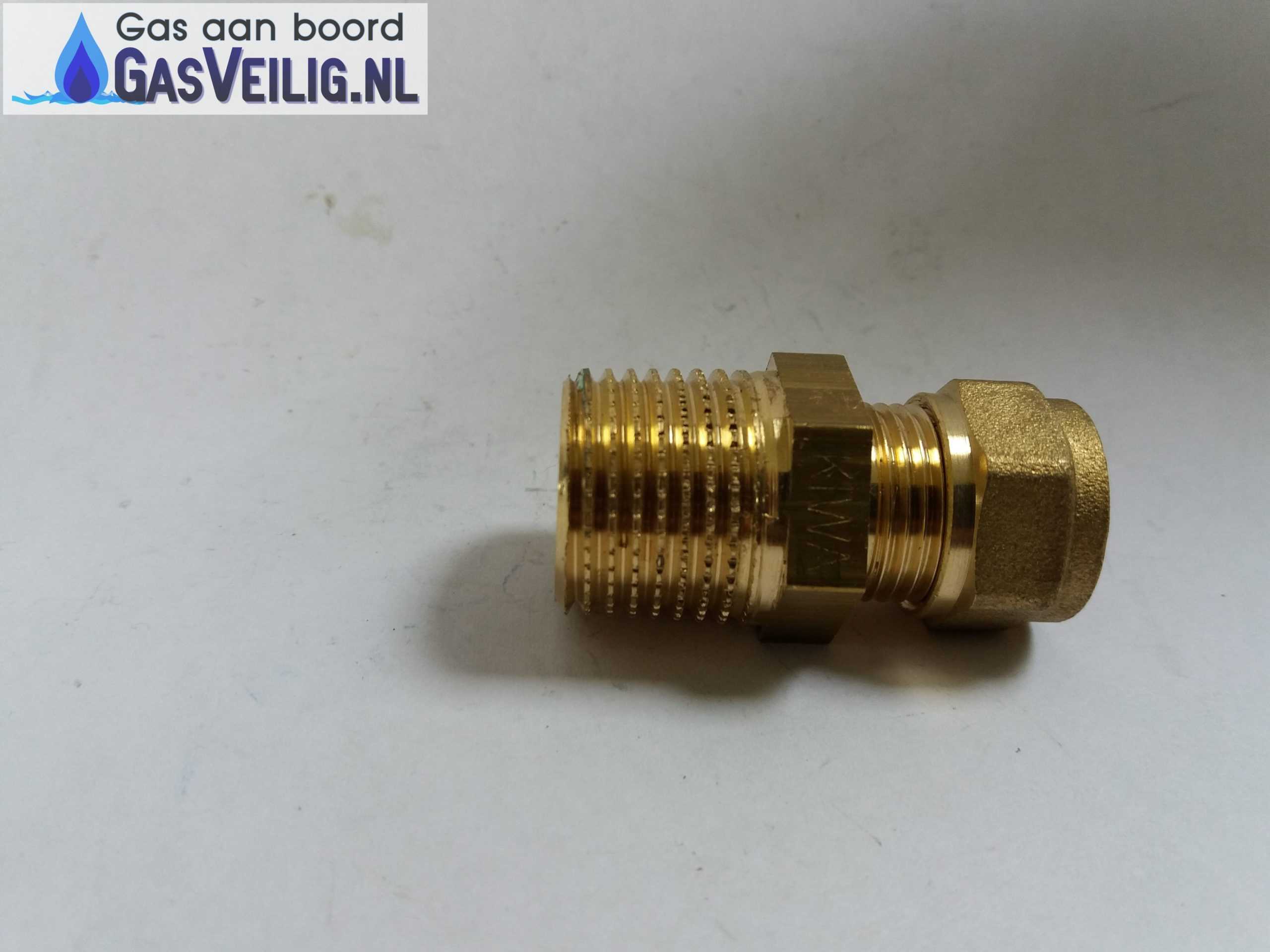 Messing rechte knelkoppeling 12mm x 1/2 buitendraad - Afbeelding 2