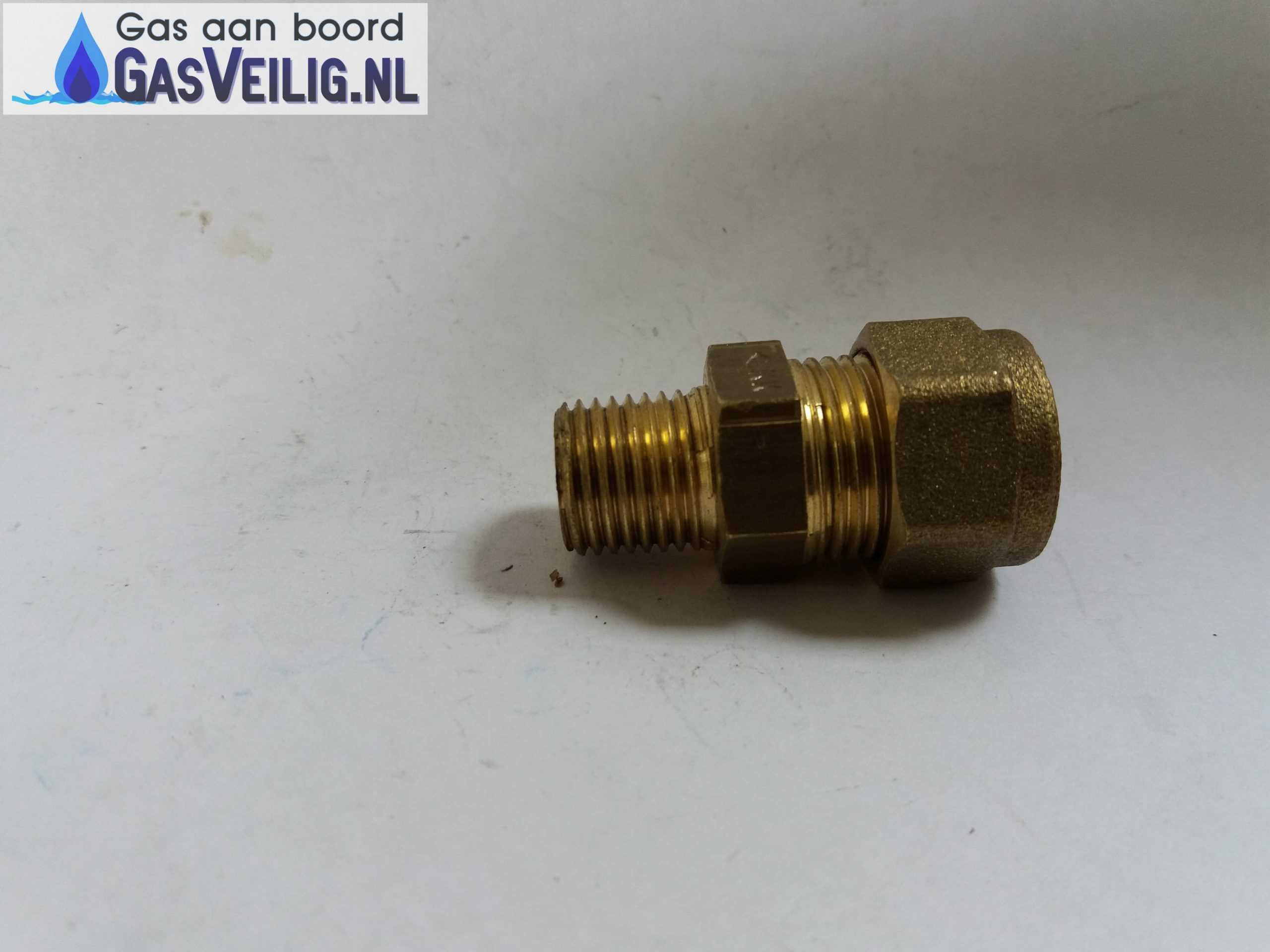 Messing rechte knelkoppeling 12mm x 1/4 buitendraad