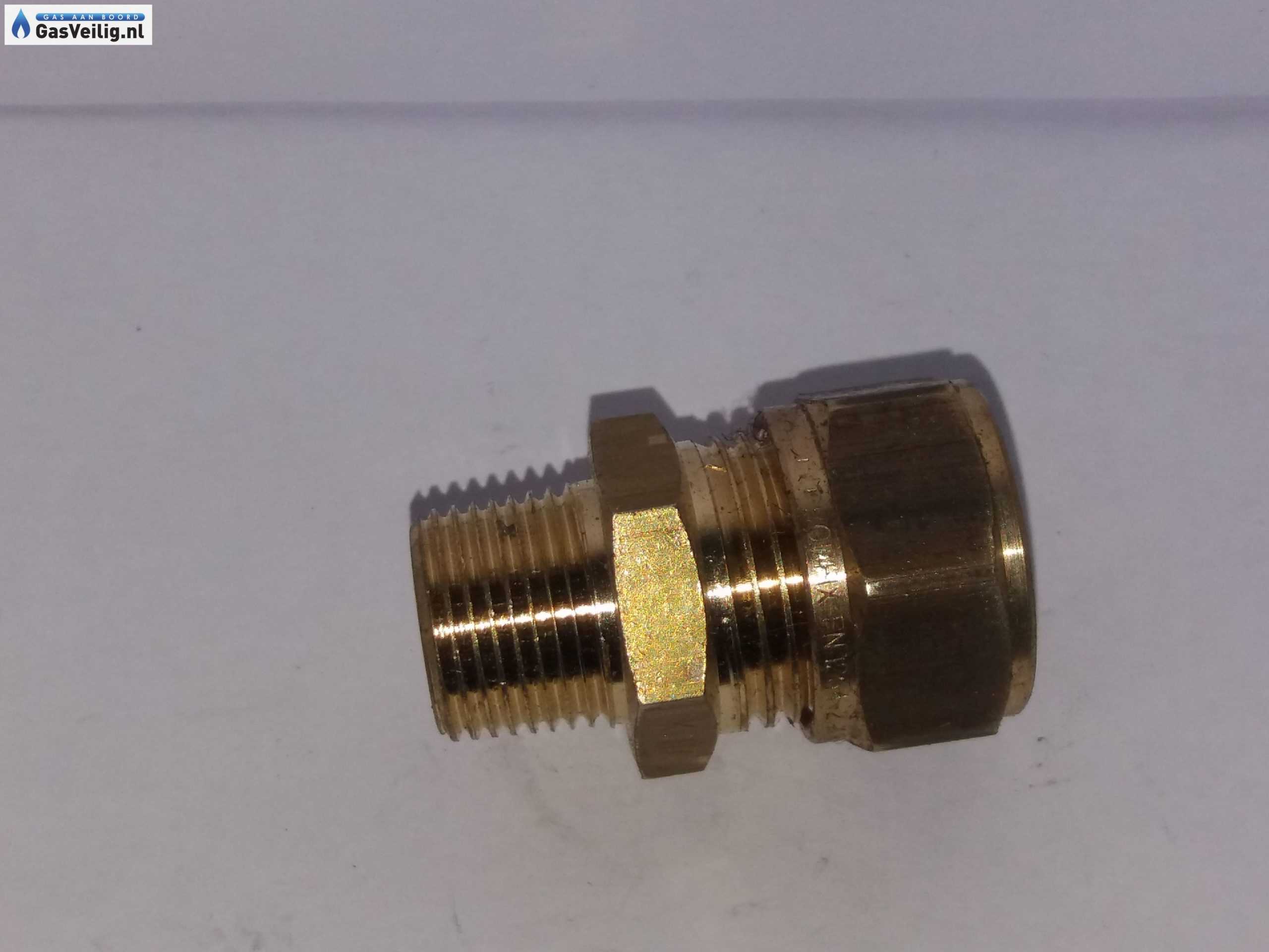 Messing rechte knelkoppeling 12mm x 3/8 buitendraad - Afbeelding 3