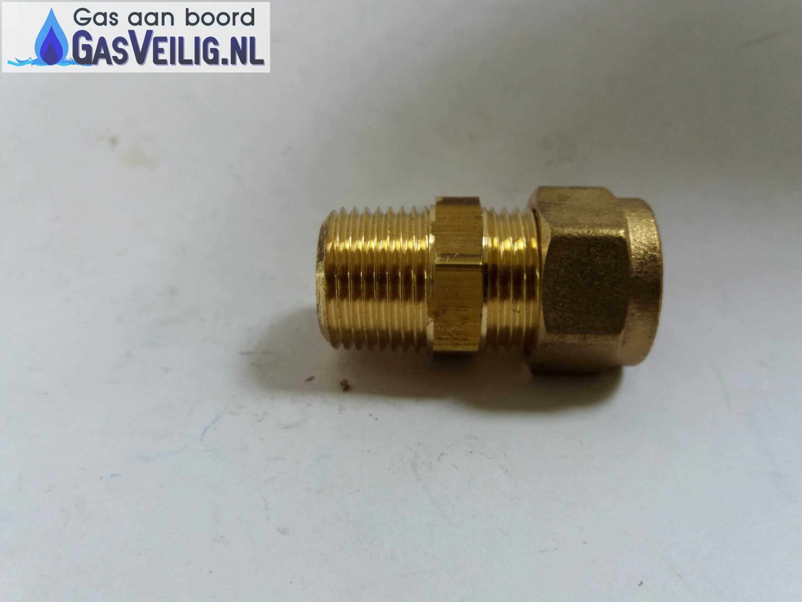 Messing rechte knelkoppeling 12mm x 3/8 buitendraad - Afbeelding 2