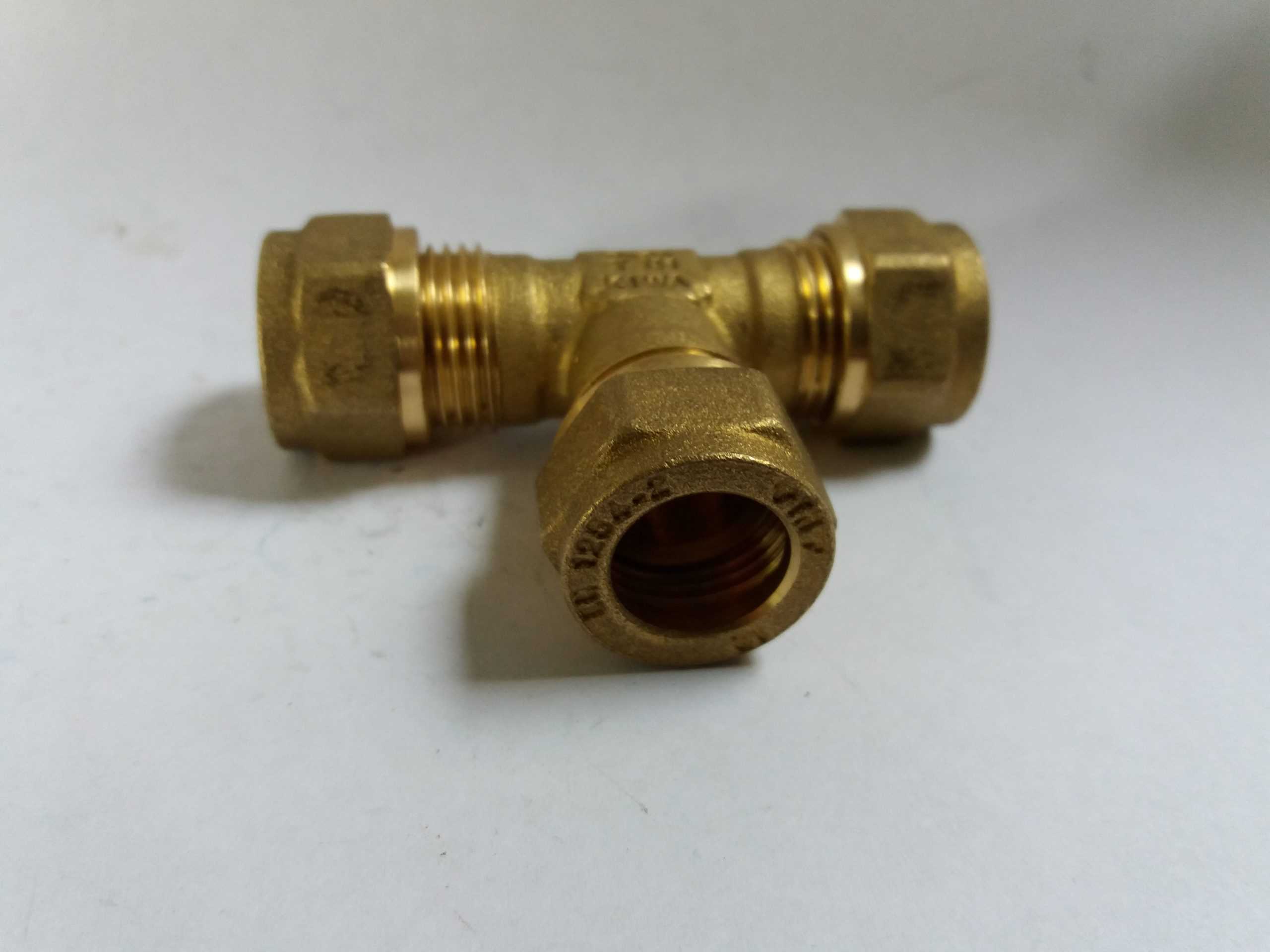 Messing T stuk knelkoppeling 12mm x 12mm