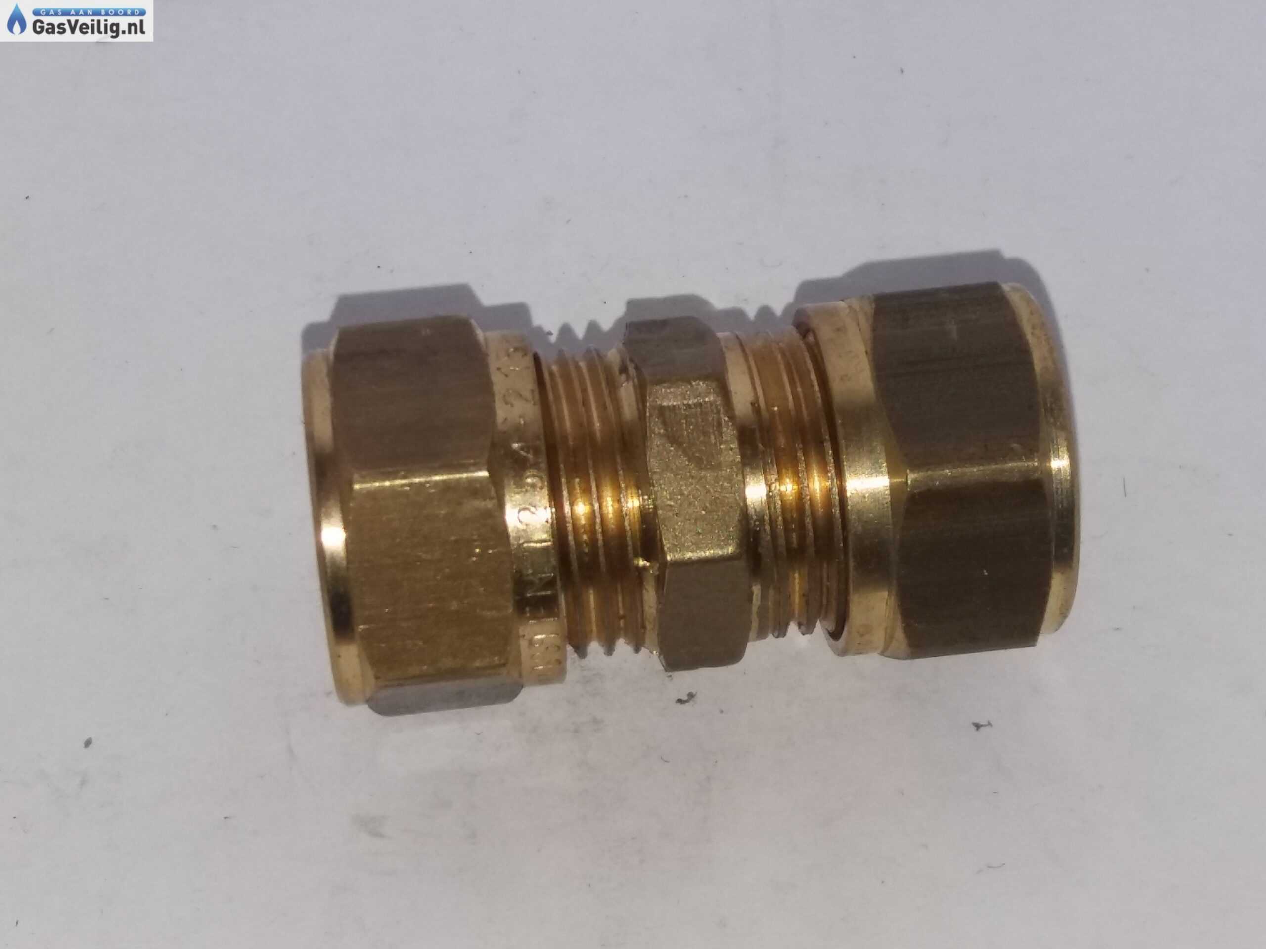 Messing rechte knelkoppeling 15mm x 15mm