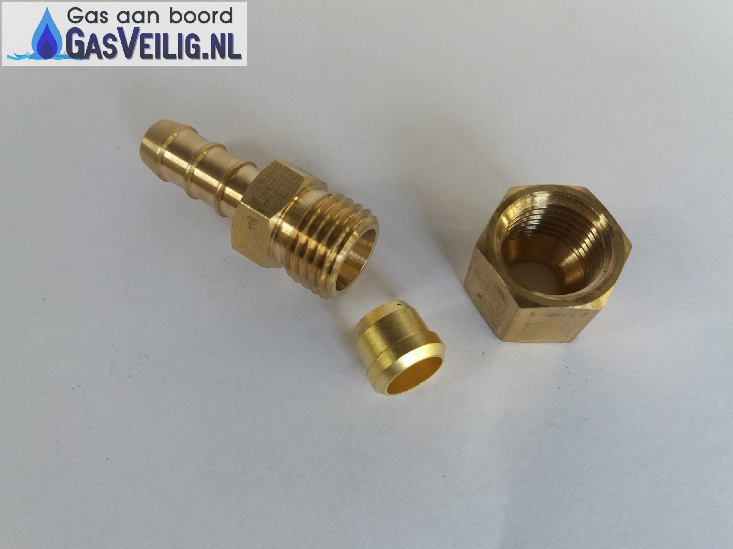 8mm messing knelkoppeling slangpilaar - Afbeelding 2