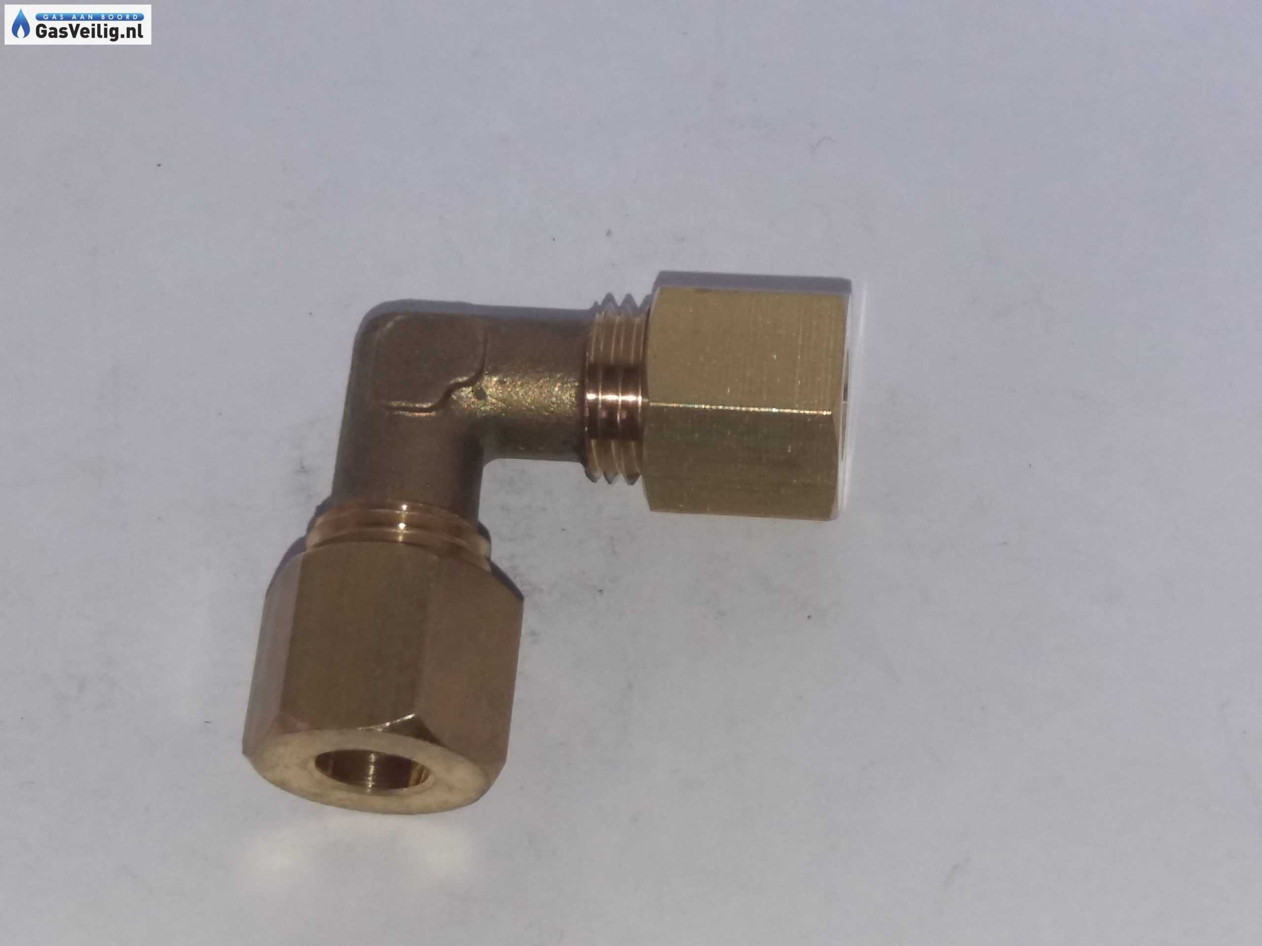 Messing knie knelkoppeling / knelfitting 8 mm x 8 mm