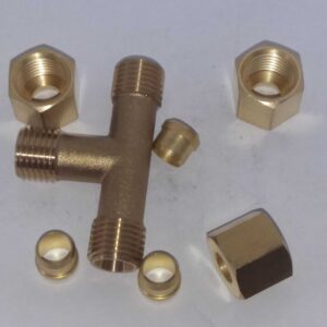 Messing T stuk 8mm x 8 mm x 8mm knelfitting - Afbeelding 3