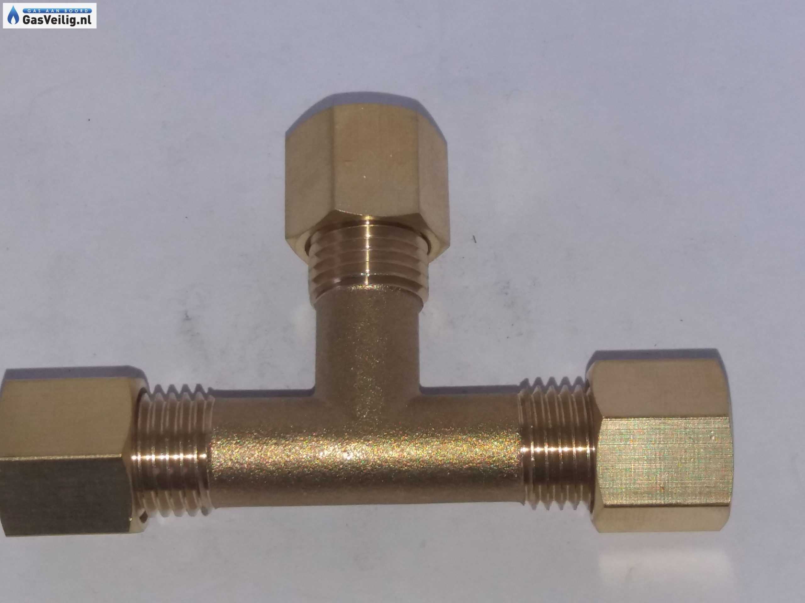 Messing T stuk 8mm x 8 mm x 8mm knelfitting