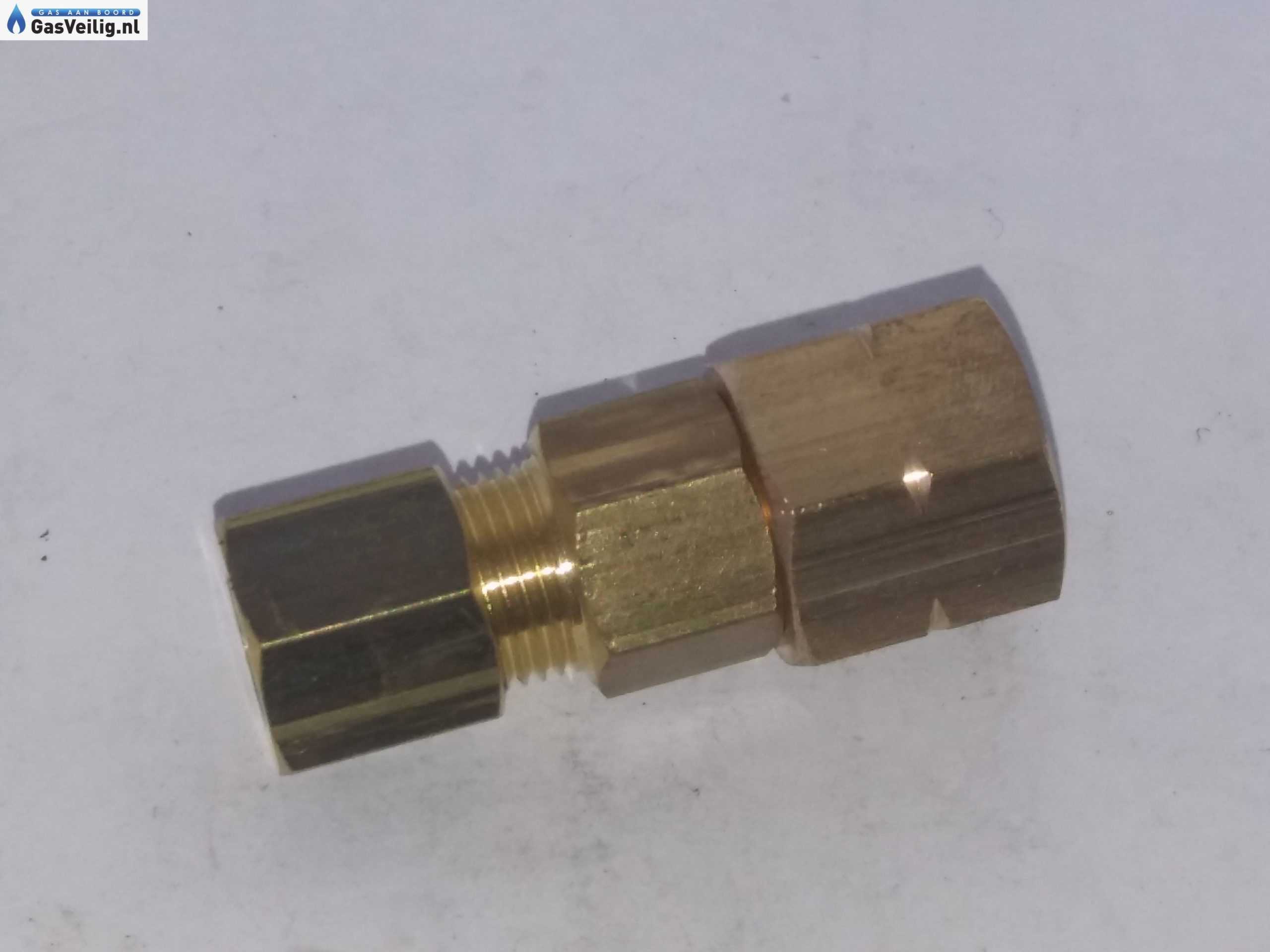8mm messing knelkoppeling x 1/4 linkse binnendraad