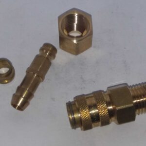 8mm messing knelkoppeling met snelsluitkoppeling met tule.