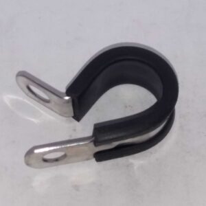 16 mm Leidingbeugel RVS met Rubber manchet voor 15 mm koperen gasleiding.