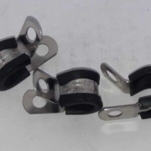 8 mm RVS leidingbeugel met rubber manchet voor 8 mm koperen gasleiding.