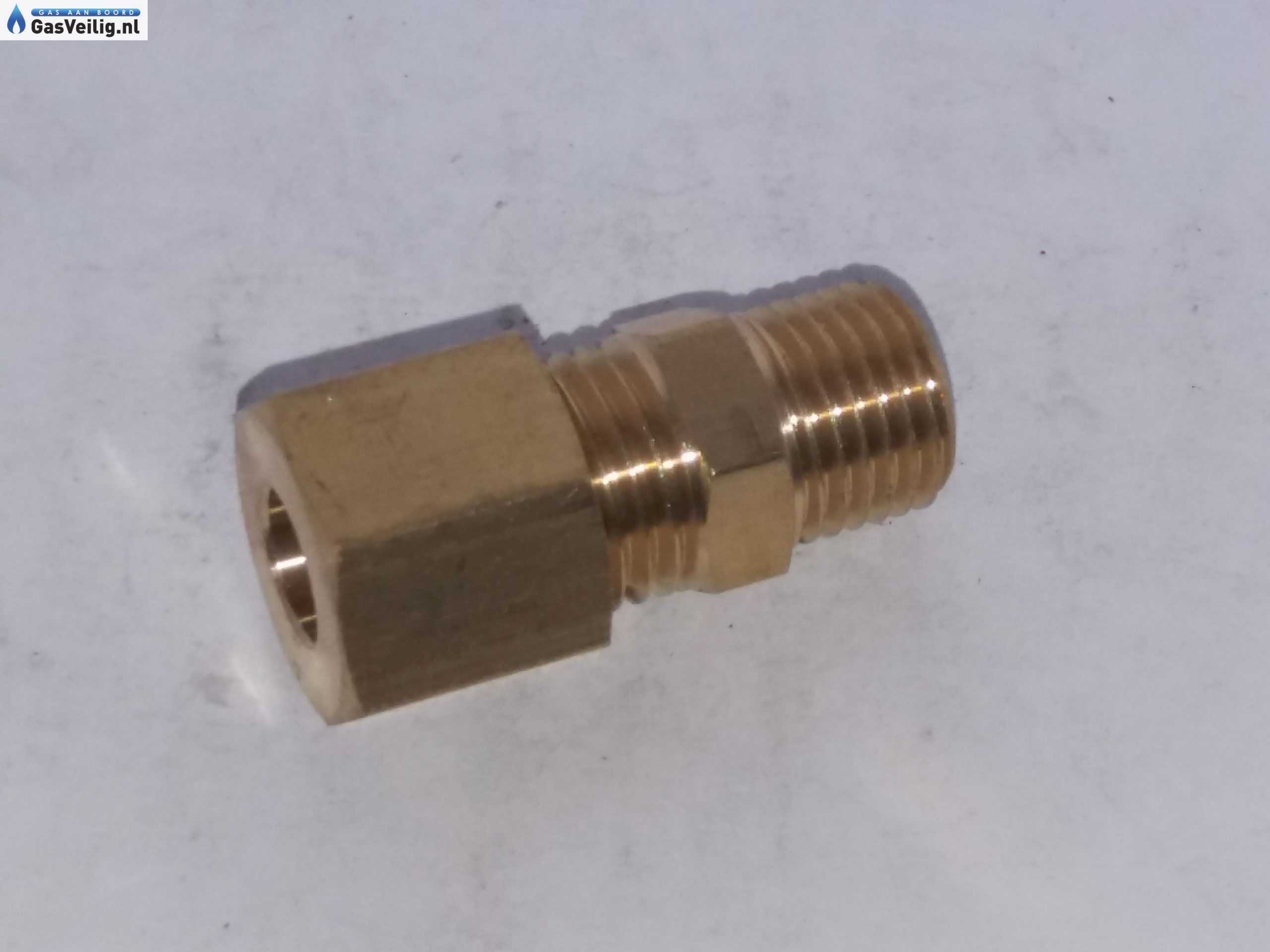 Rechte messing knelkoppeling 8 mm x 1/4 buitendraad