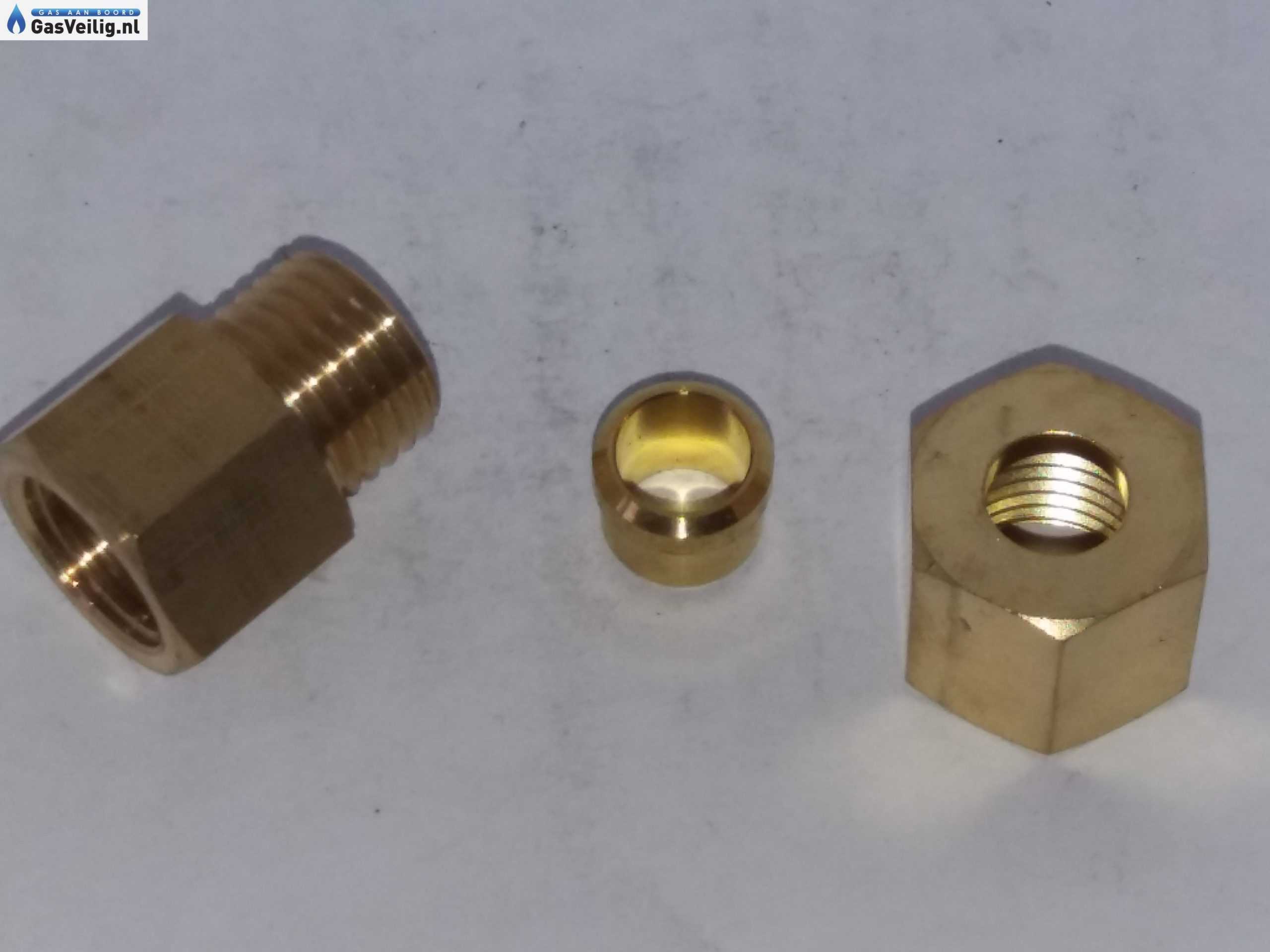 Rechte messing knelkoppeling 8 mm x 1/4 buitendraad - Afbeelding 2