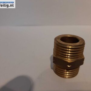 Messing Verloopnippel Shell 21.8 links buitendraad. x 1/2 rechts buitendraad