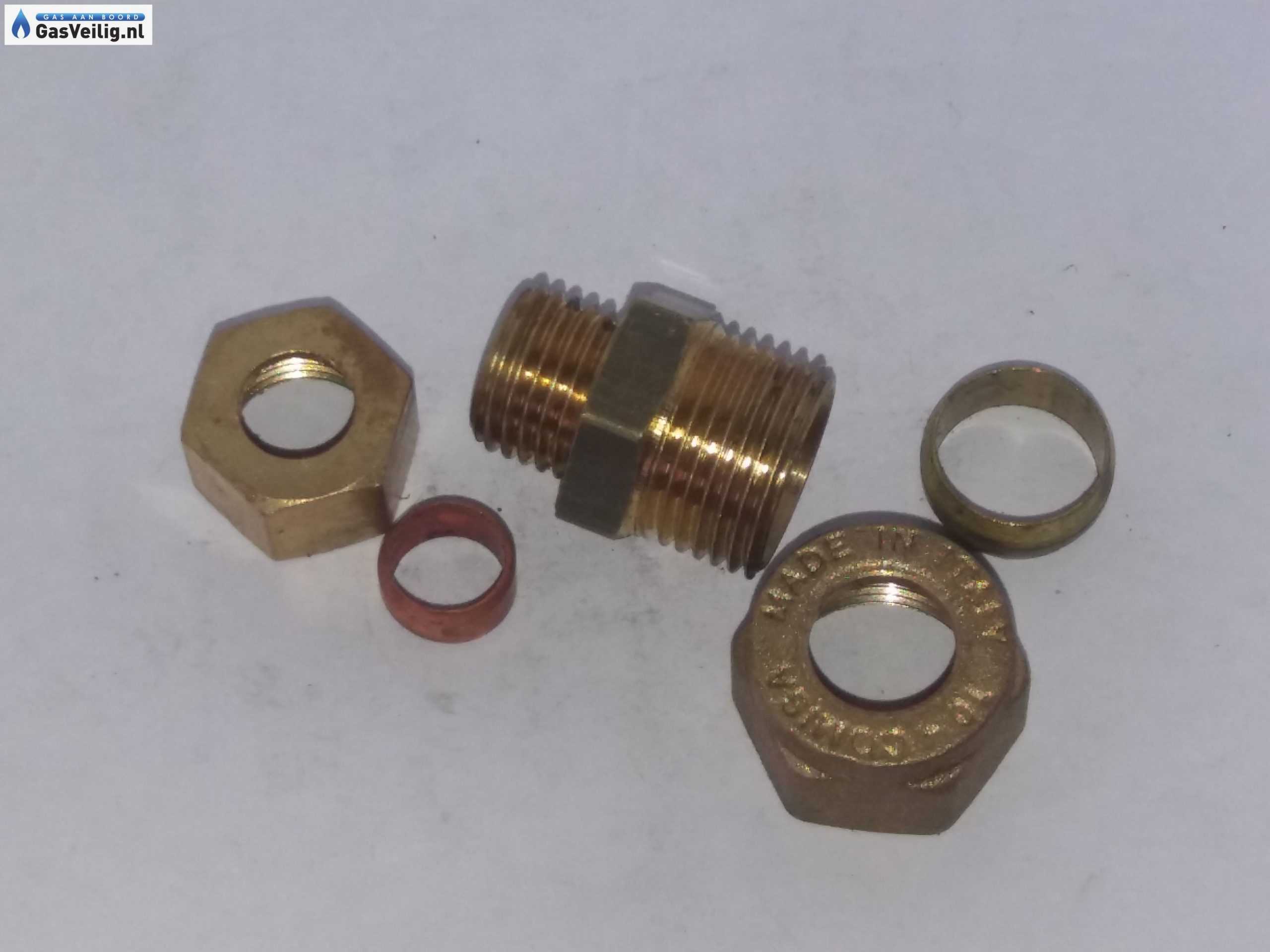 Messing verloop knelkoppeling 8 mm x 10 mm - Afbeelding 3