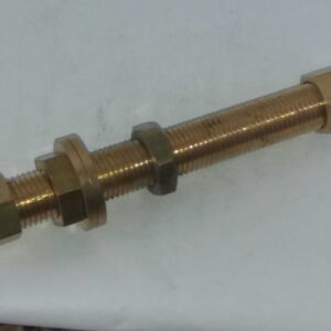 Messing schotkoppeling / schotdoorvoer 8mm x 8mm 120mm lang.