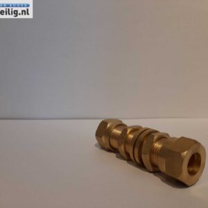 Messing Schotkoppeling / Schotdoorvoer 12mm x 12mm knel recht. - Afbeelding 3