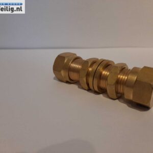 Alternative view of Messing Schotkoppeling / Schotdoorvoer 12mm x 12mm knel recht.