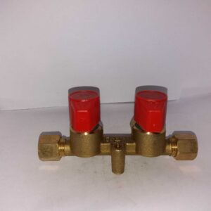 Snelsluitkraan / Afsluiter 2 x 8 mm knel met messing ringen en wartelmoeren. - Afbeelding 4