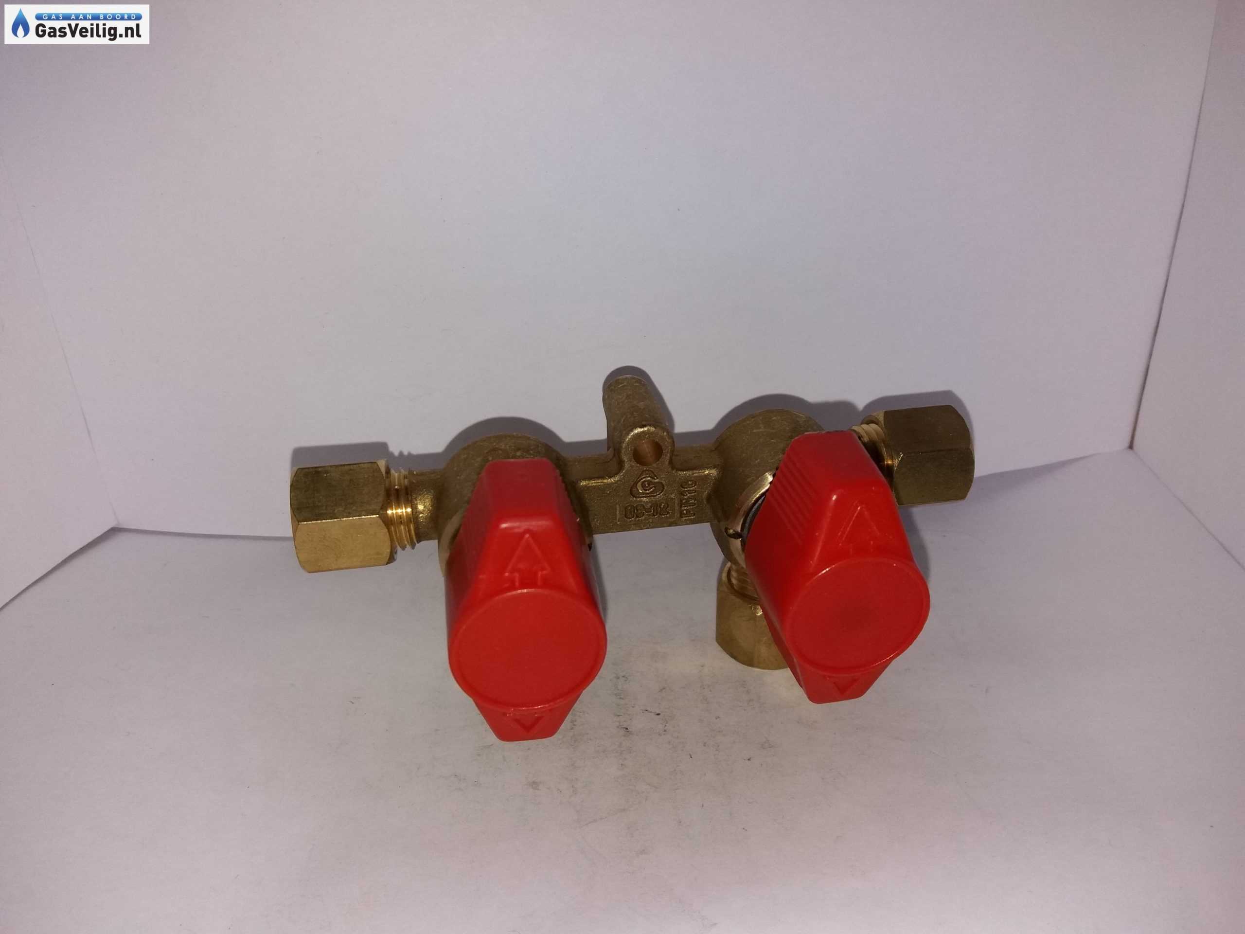 Snelsluitkraan / Afsluiter 2 x 8 mm knel met messing ringen en wartelmoeren. - Afbeelding 2