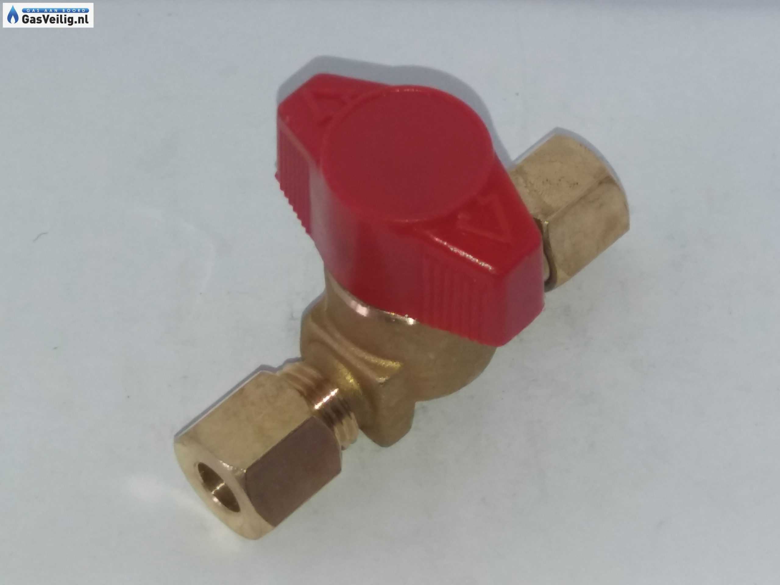 Messing snelsluitkraan 8 x 8 mm voor gasinstallatie op boot