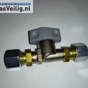 Snelsluitkraan / Afsluiter 12 x 12 mm Chroom vernikkeld.